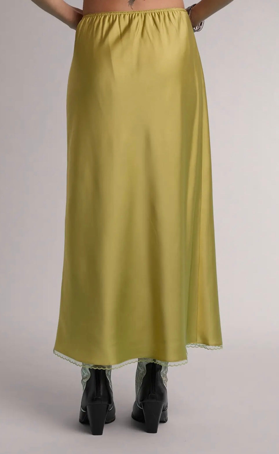chartreuse maxi skirt