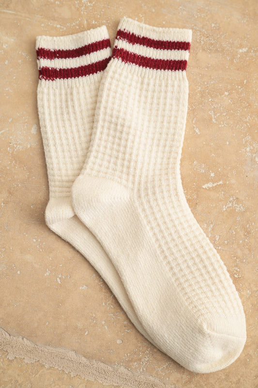 maroon waffle socks