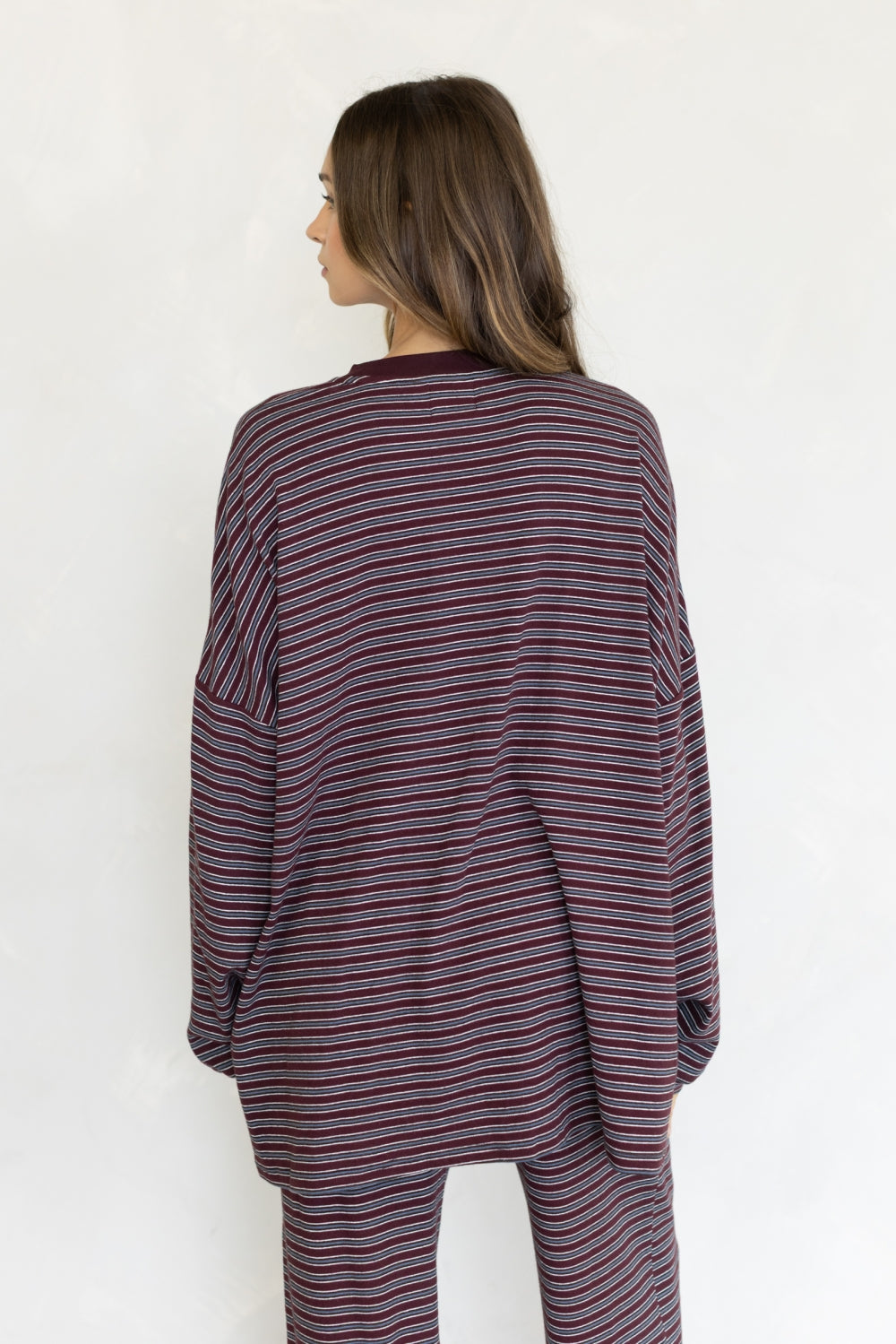 burgundy cloud striped set