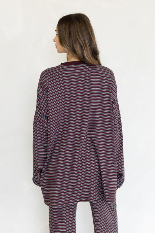 burgundy cloud striped set