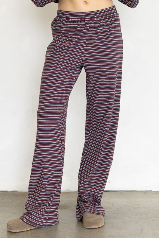 burgundy cloud striped pants