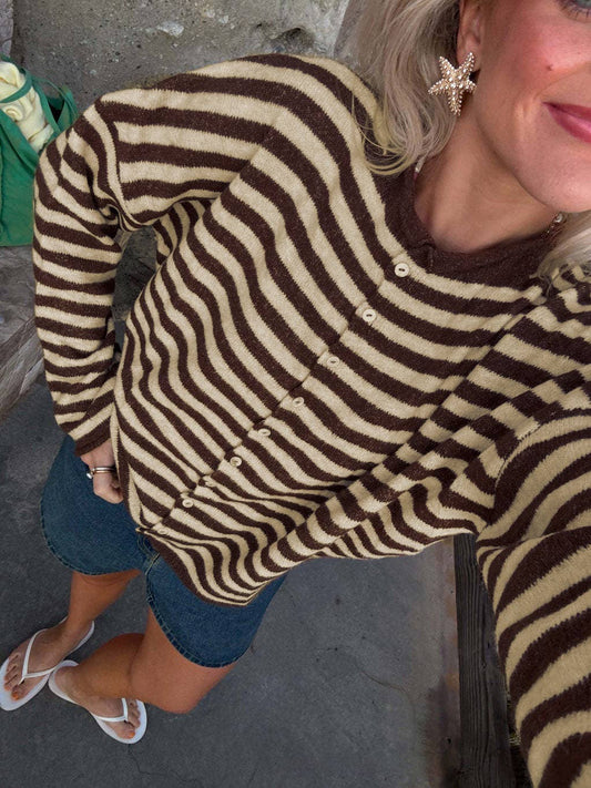 espresso striped cardigan