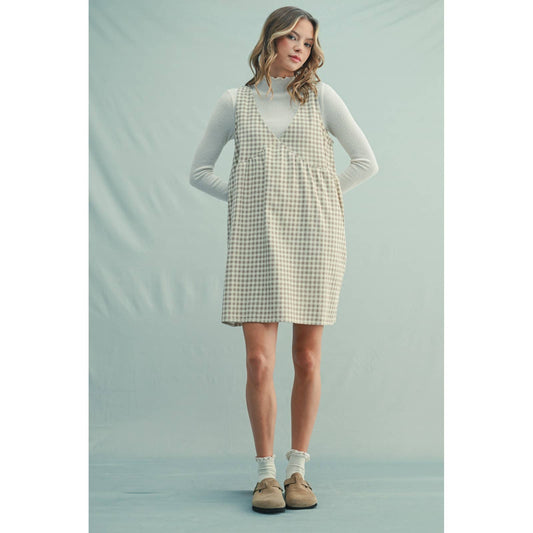 gingham denim dress