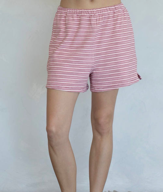 berry striped shorts
