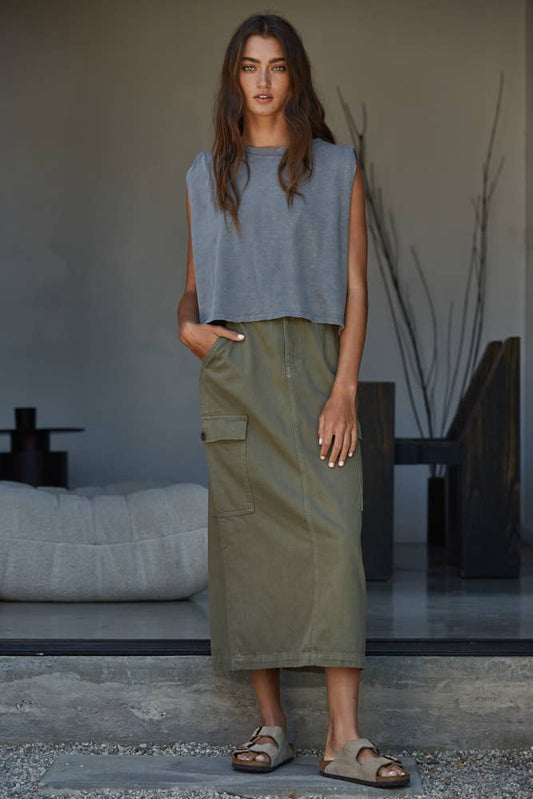 grey boxy tank