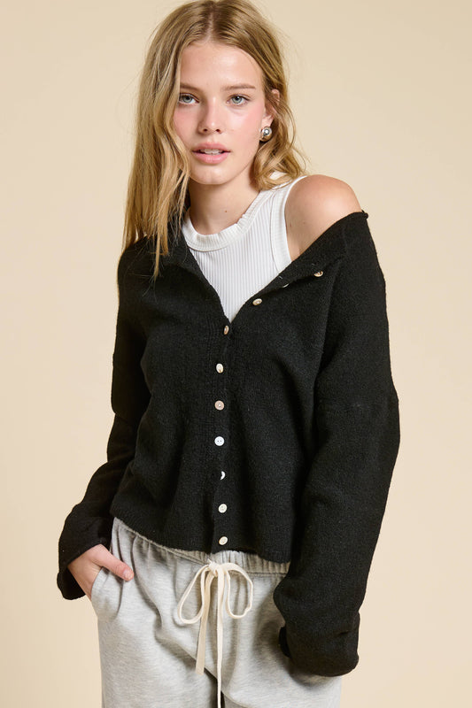 black button down cardigan