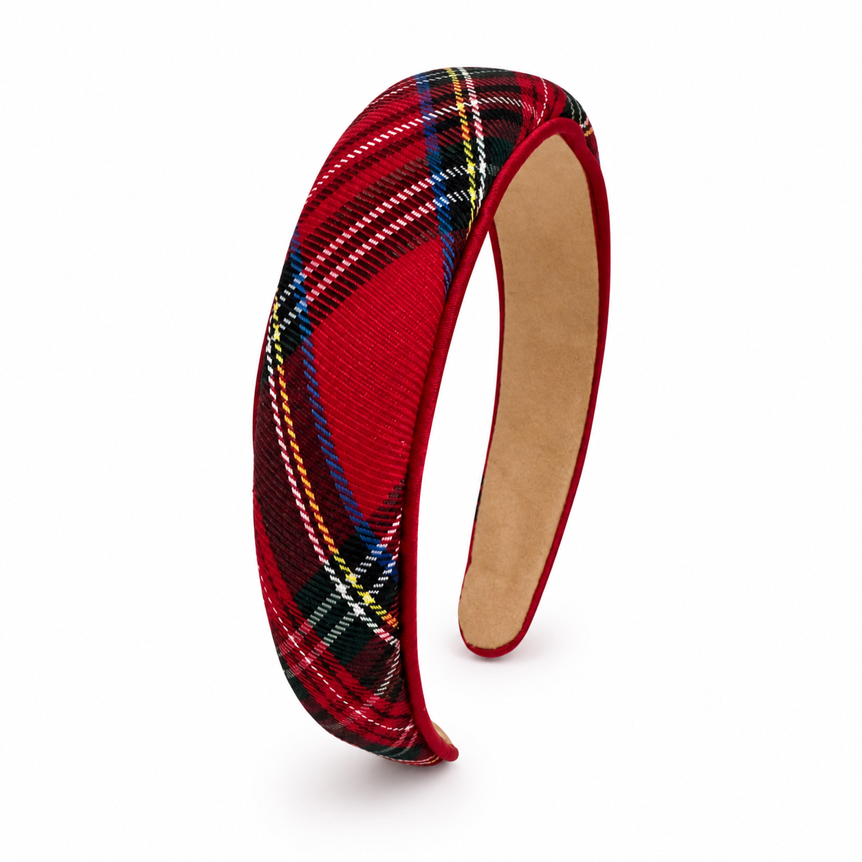 Ellison+Young Holiday Satin Plaid Piped Headband, Limited Edition