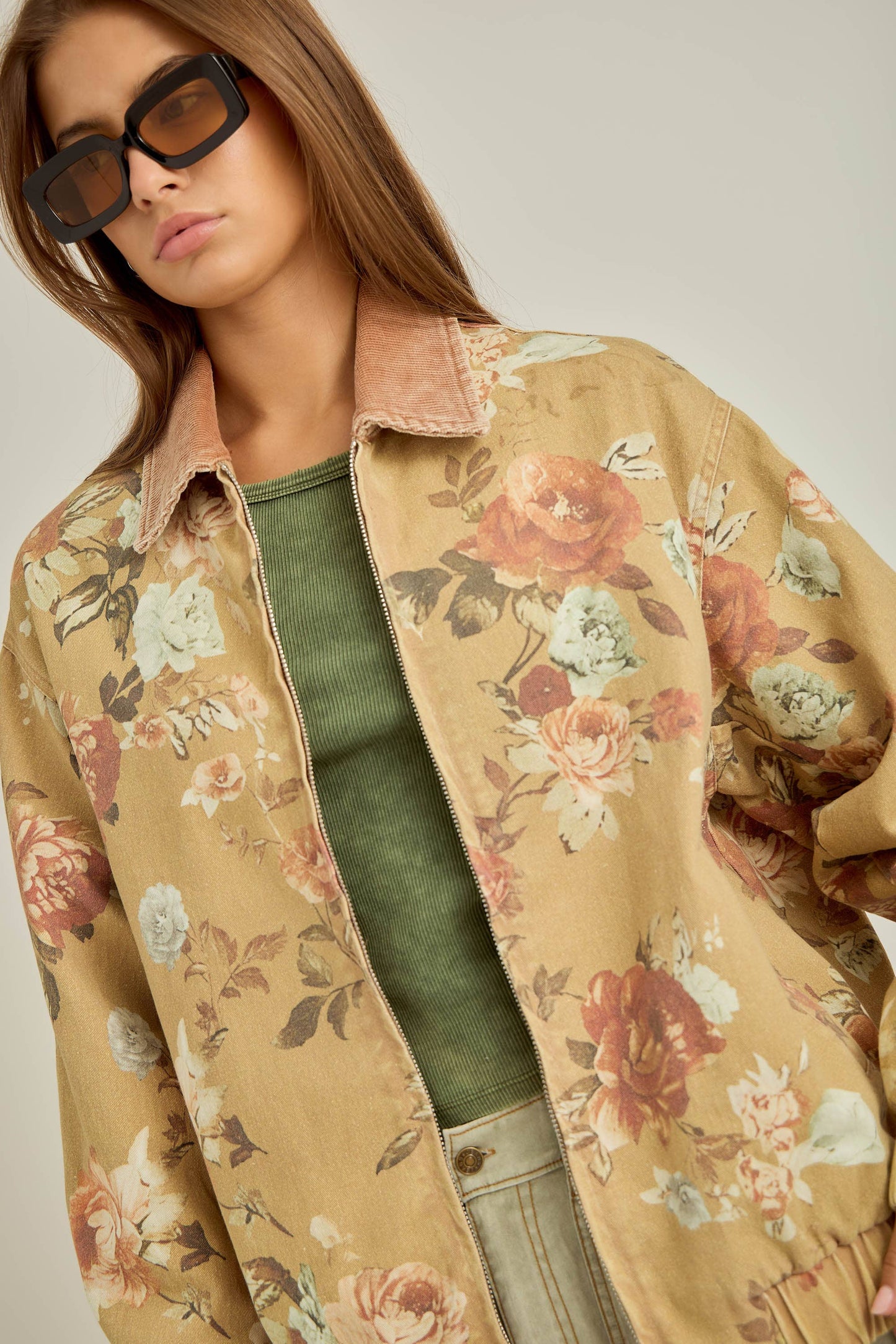 wild floral zip-up jacket