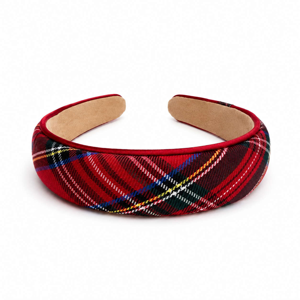 Ellison+Young Holiday Satin Plaid Piped Headband, Limited Edition