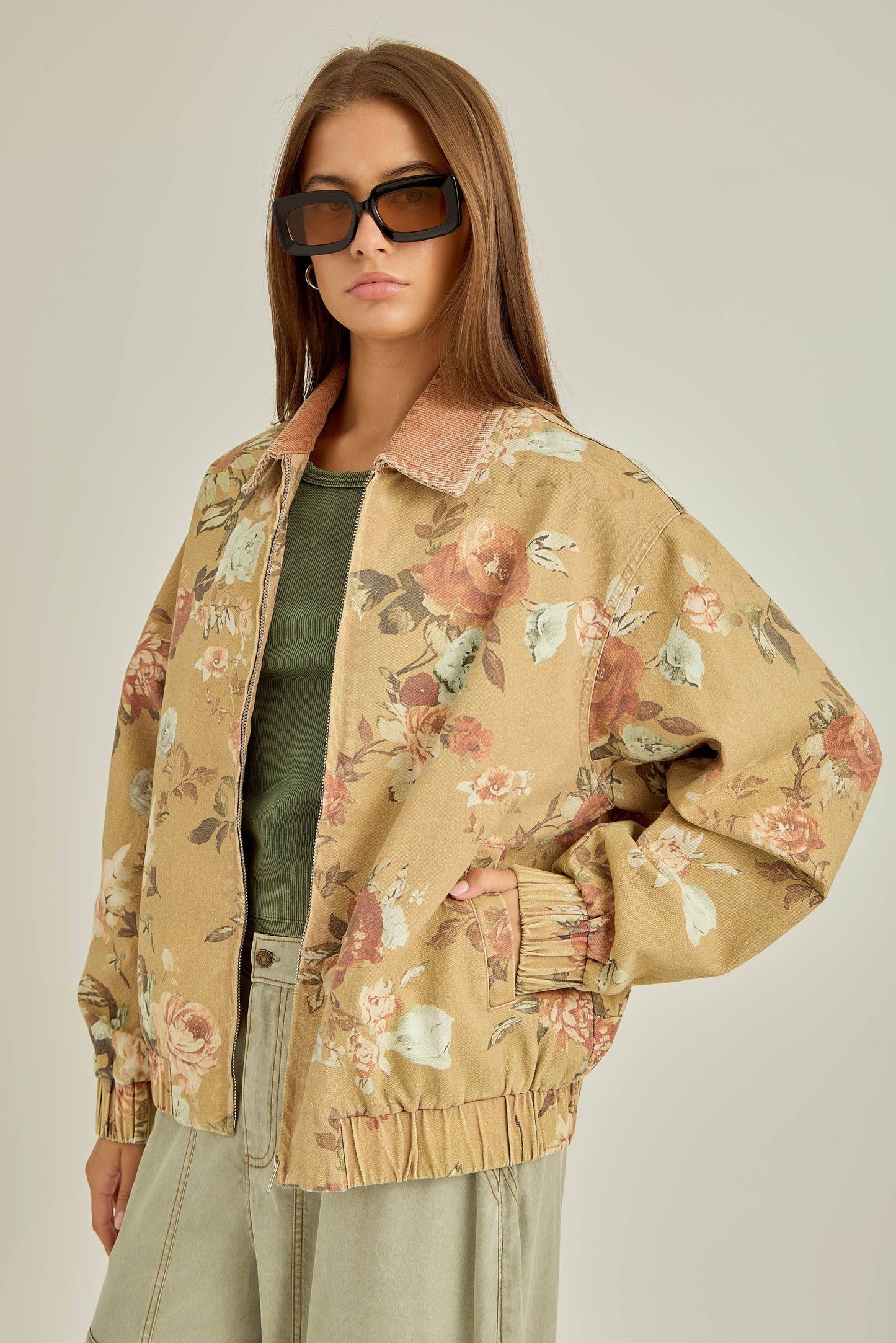 wild floral zip-up jacket