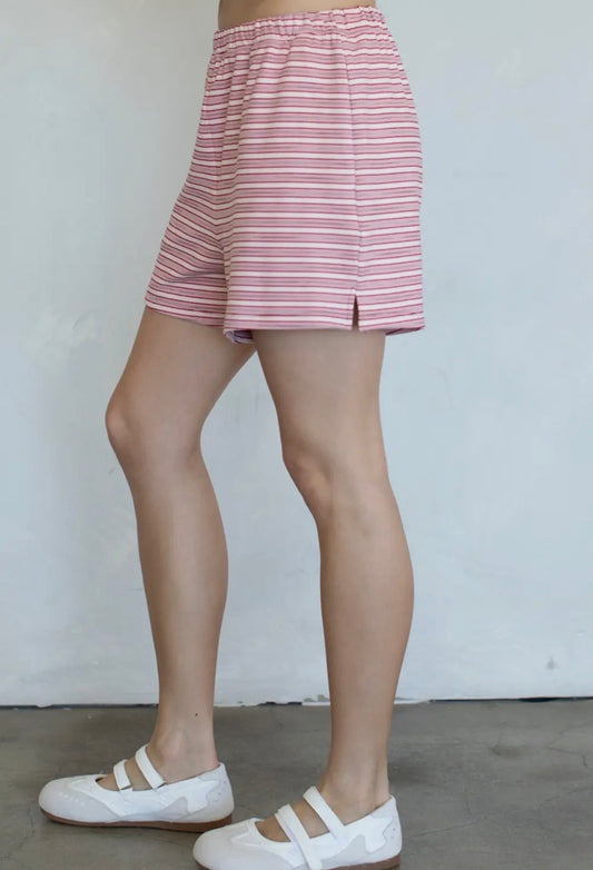 berry striped shorts