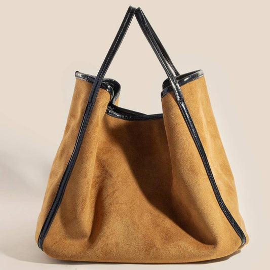 Suede Tote Leather Trim