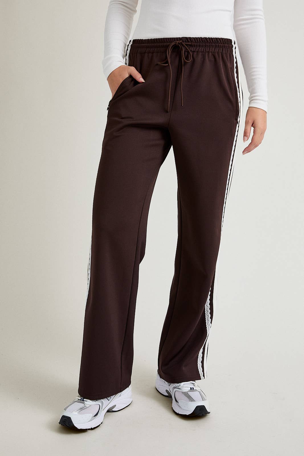 stripe & lace track pants