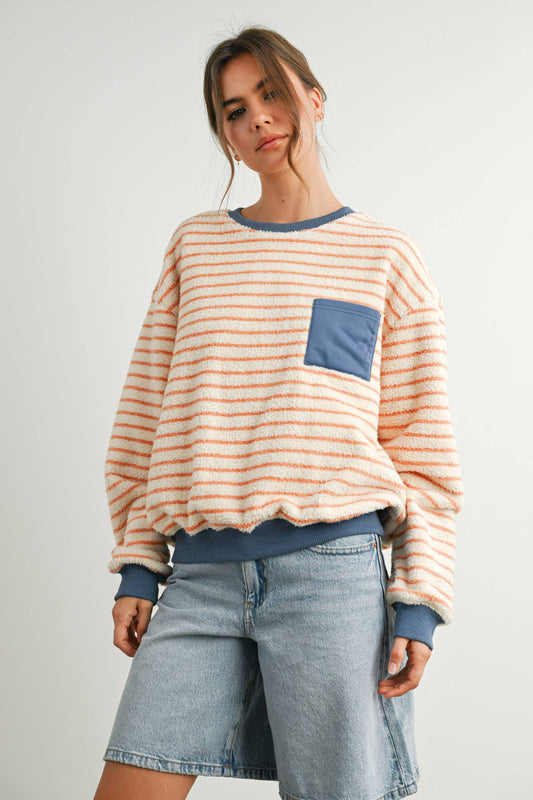 striped oversized crewneck