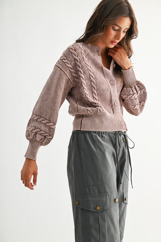 brown waffle button up