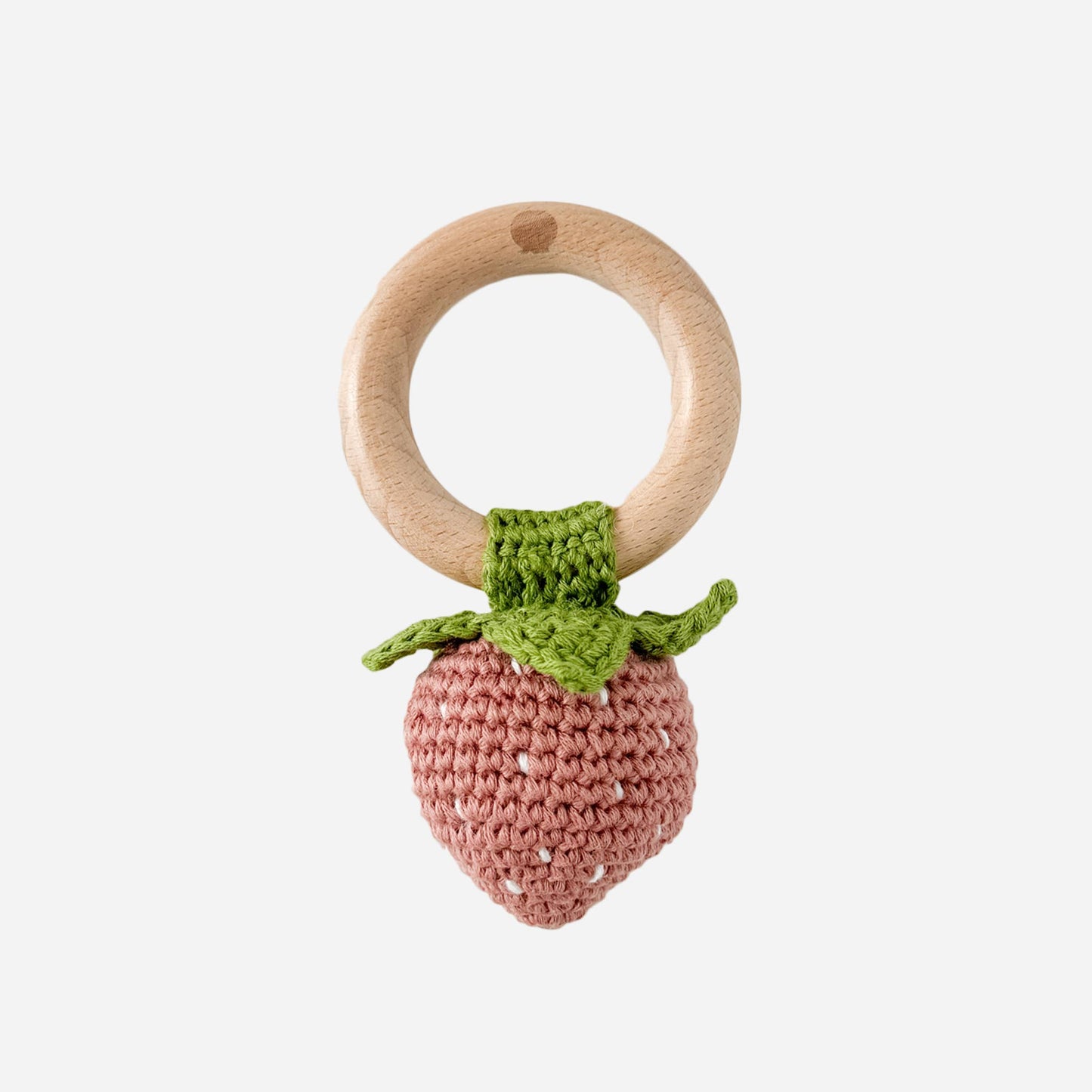 strawberry knitted teether