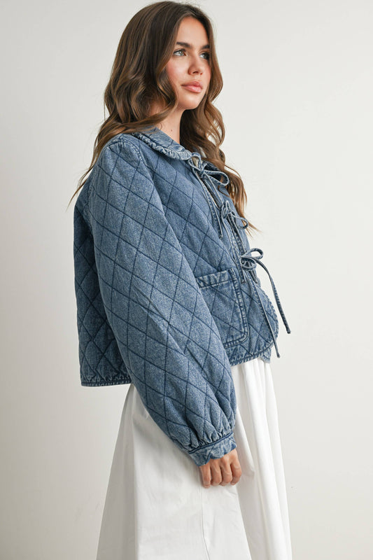 quilted tie-front jacket