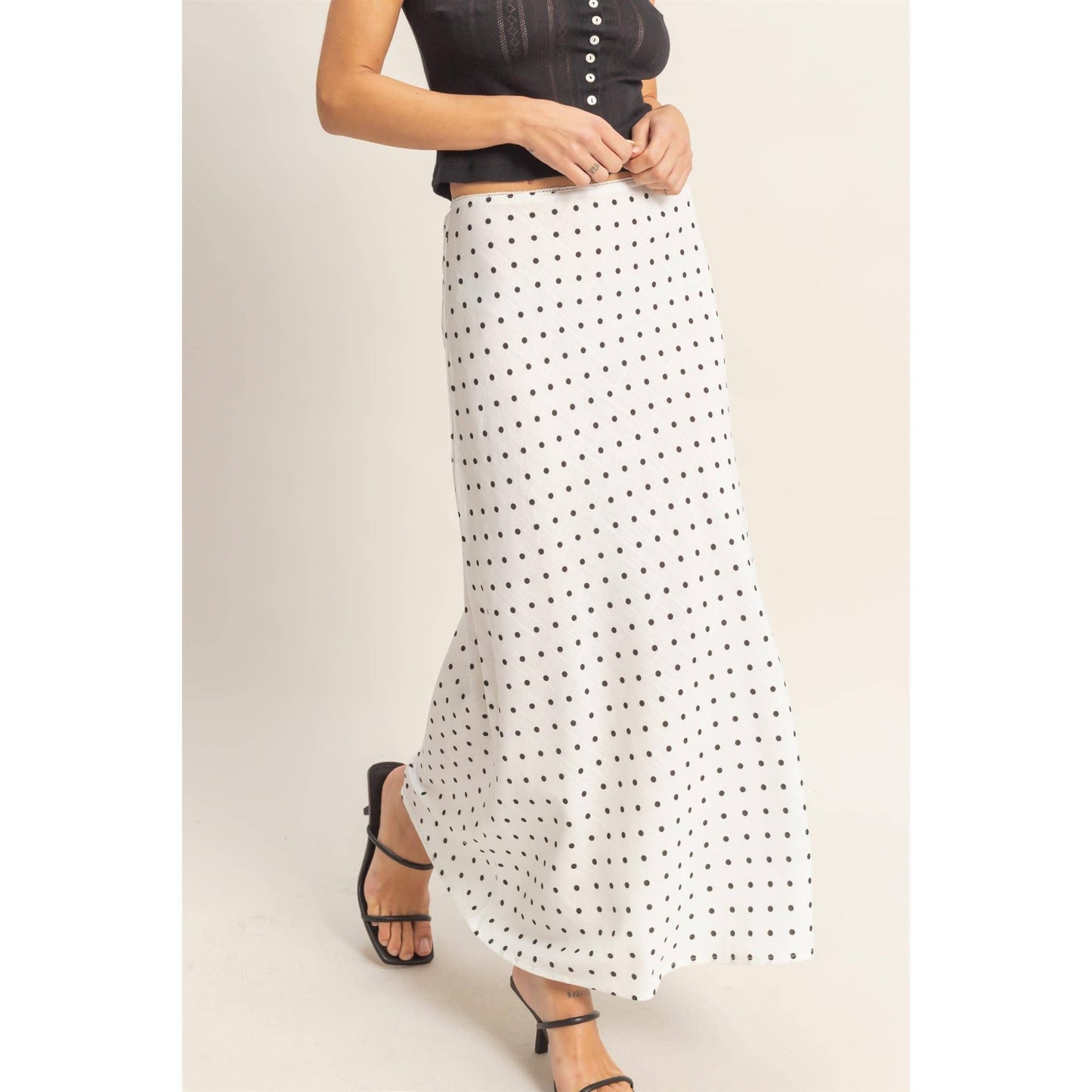 white polka dot maxi