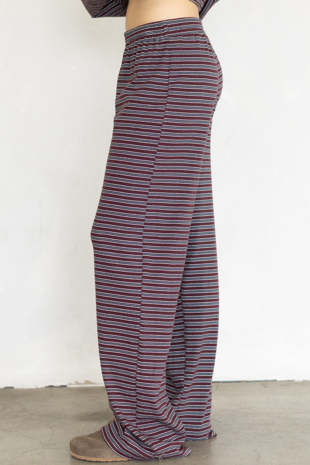burgundy cloud striped pants