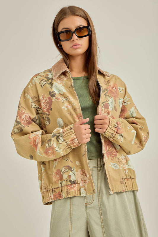 wild floral zip-up jacket
