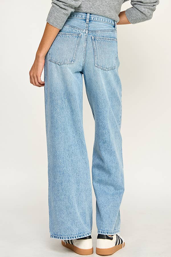 wide leg tie jeans