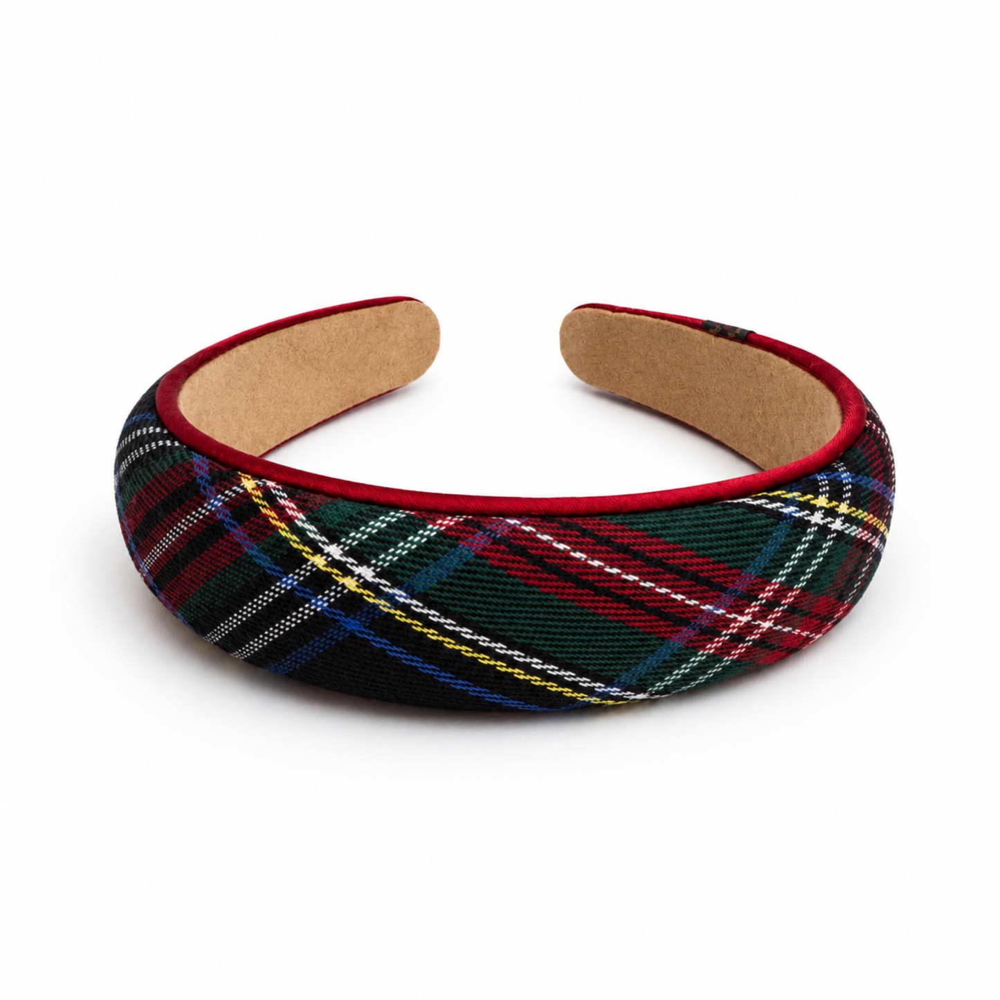 Ellison+Young Holiday Satin Plaid Piped Headband, Limited Edition