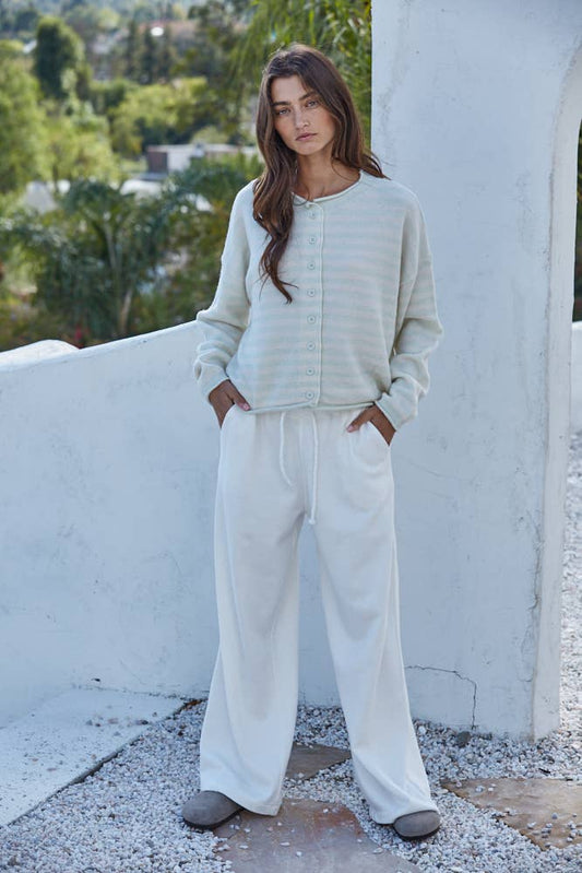 mint striped button up