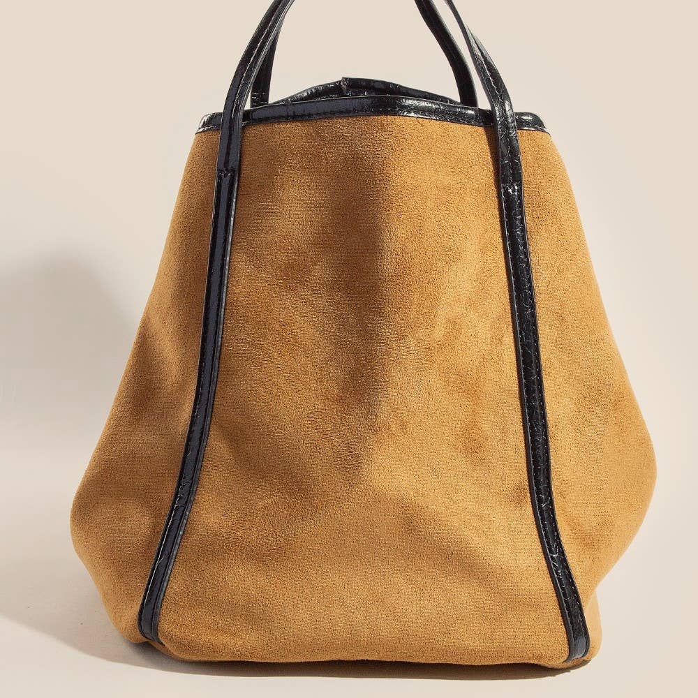 Suede Tote Leather Trim