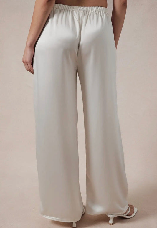 creamy satin trousers