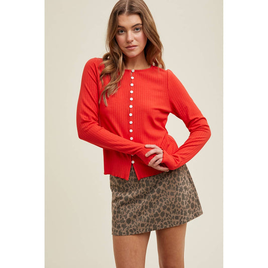 cherry red button up
