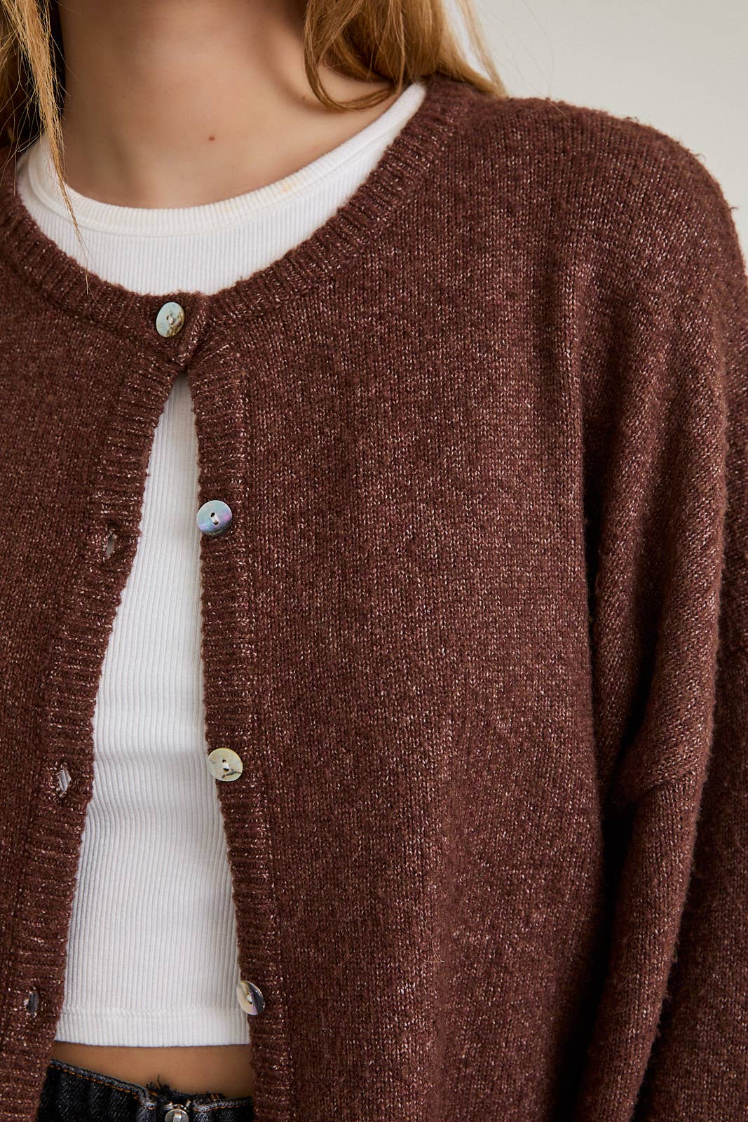 chocolate button up cardigan