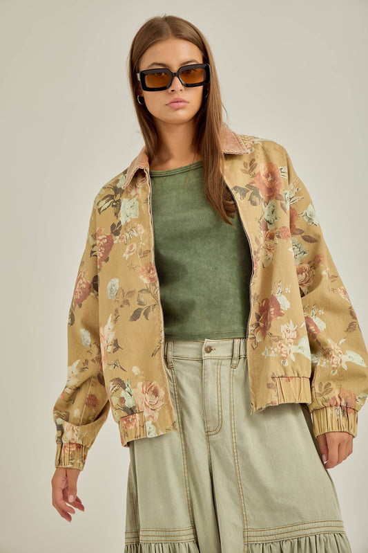 wild floral zip-up jacket