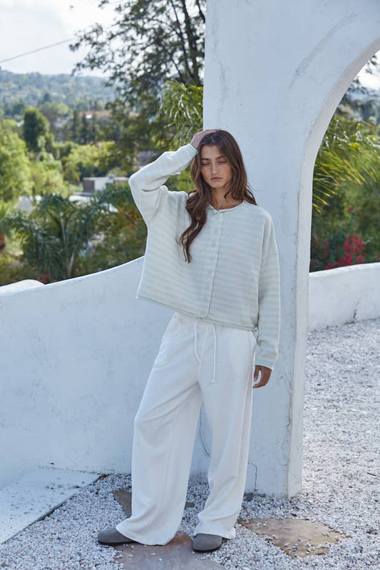 mint striped button up