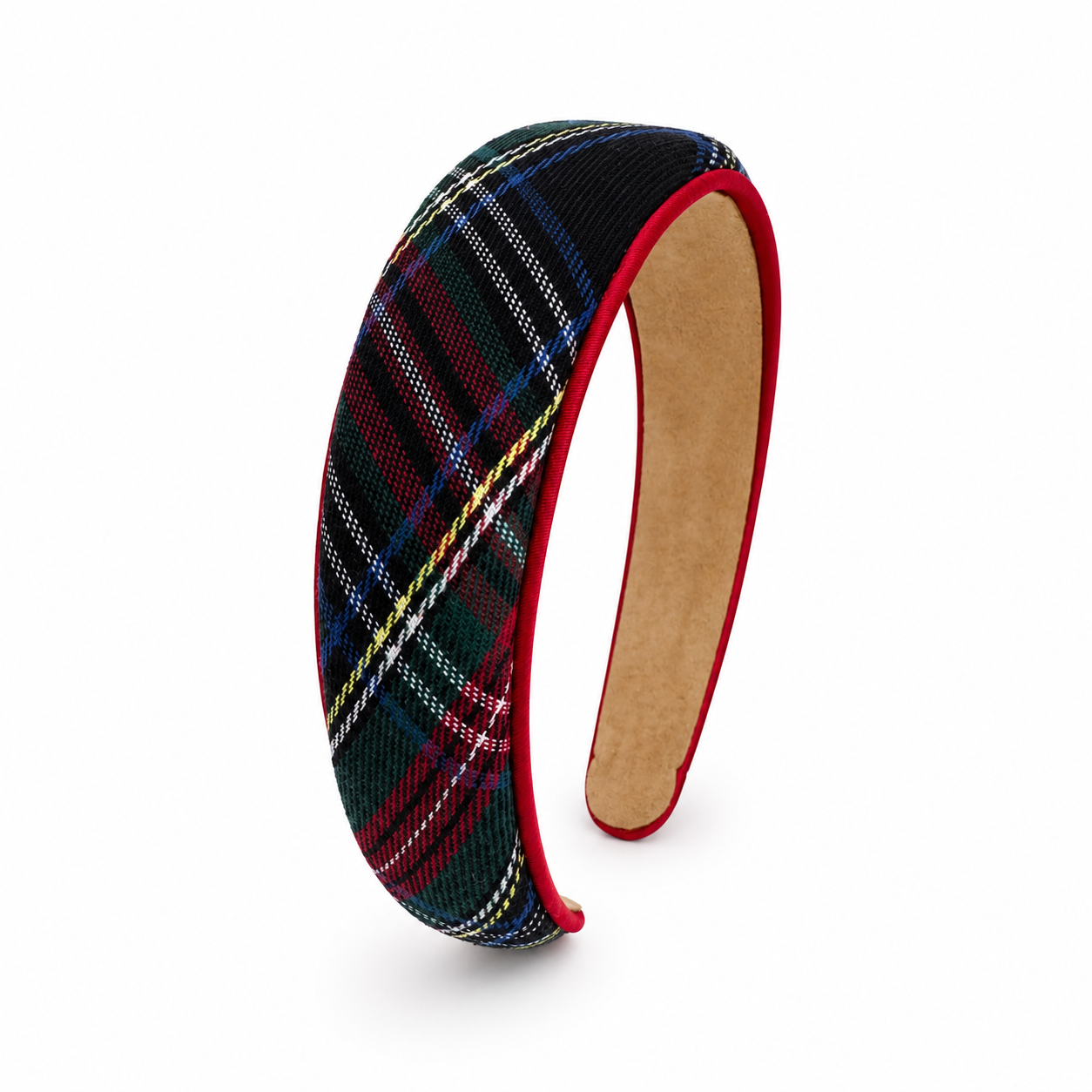 Ellison+Young Holiday Satin Plaid Piped Headband, Limited Edition