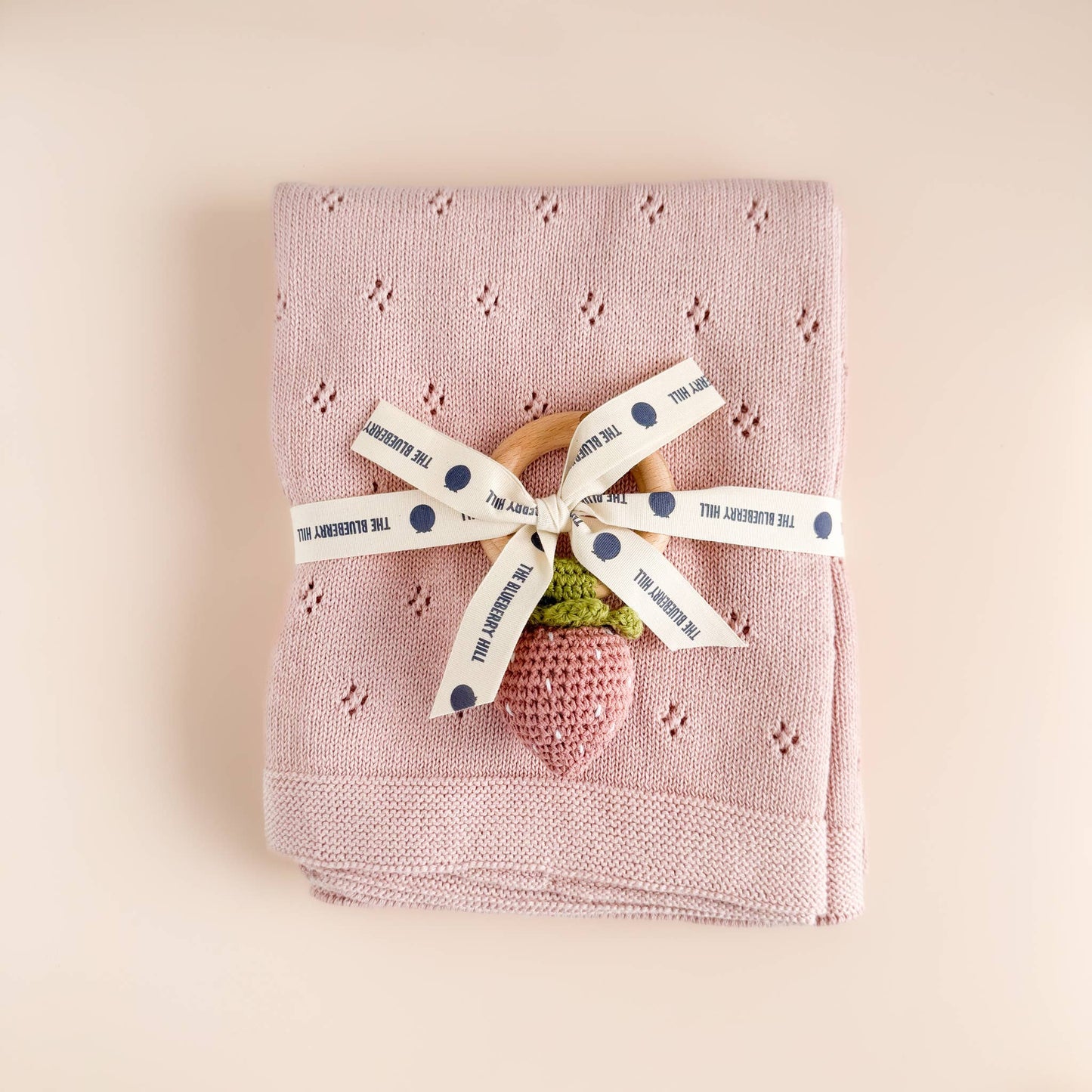 strawberry knitted teether