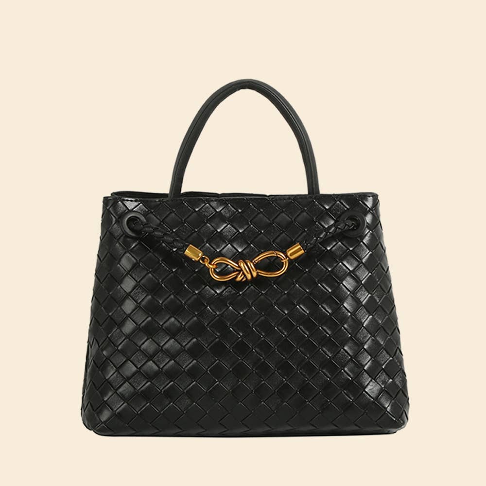 black woven satchel