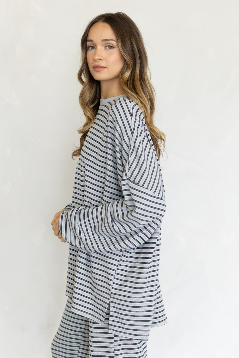 grey cloud striped top