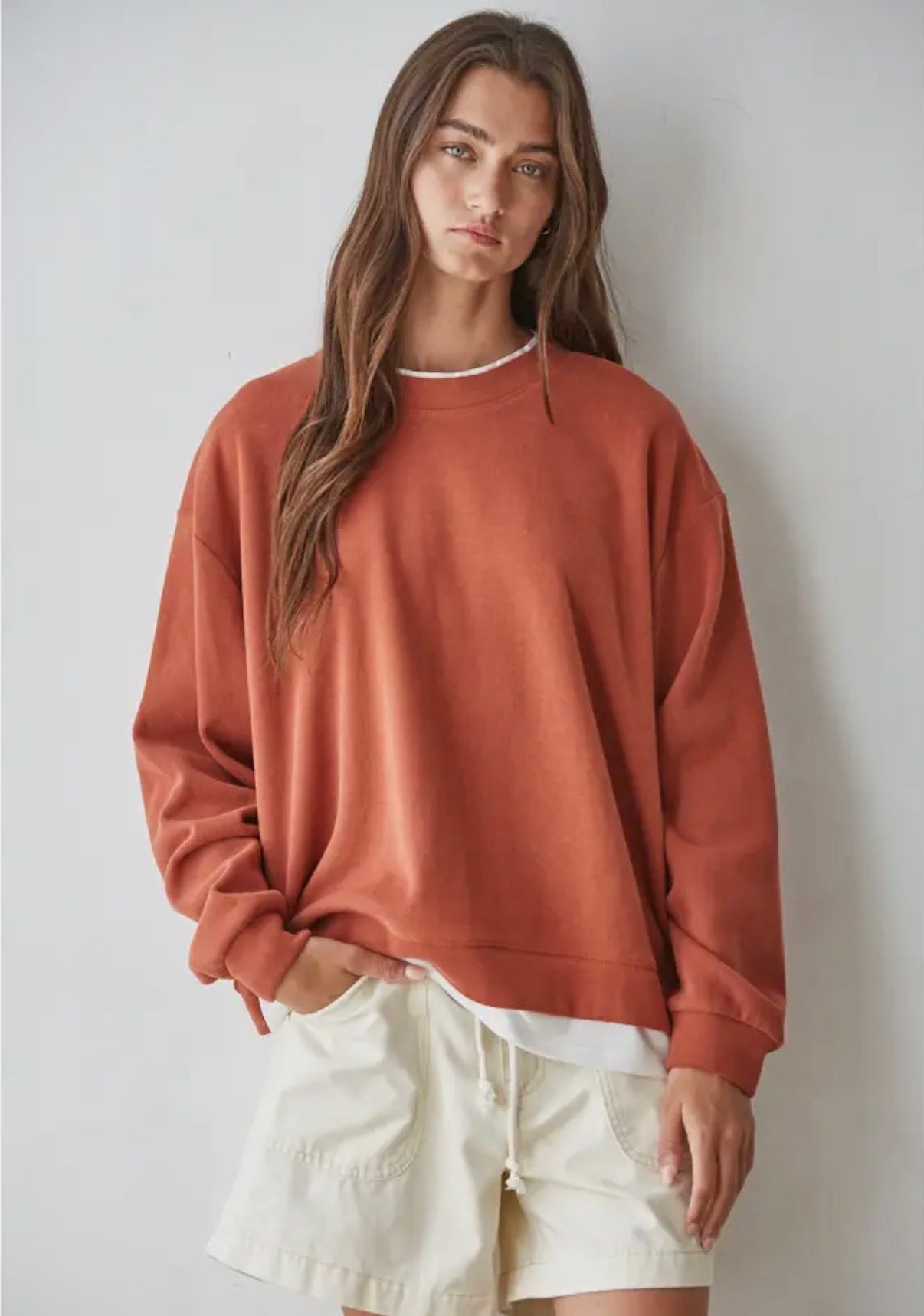 rust thermal pullover