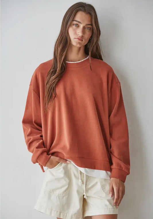 rust thermal pullover