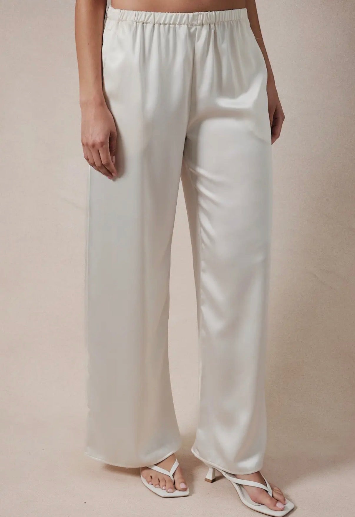 creamy satin trousers