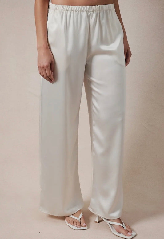 creamy satin trousers