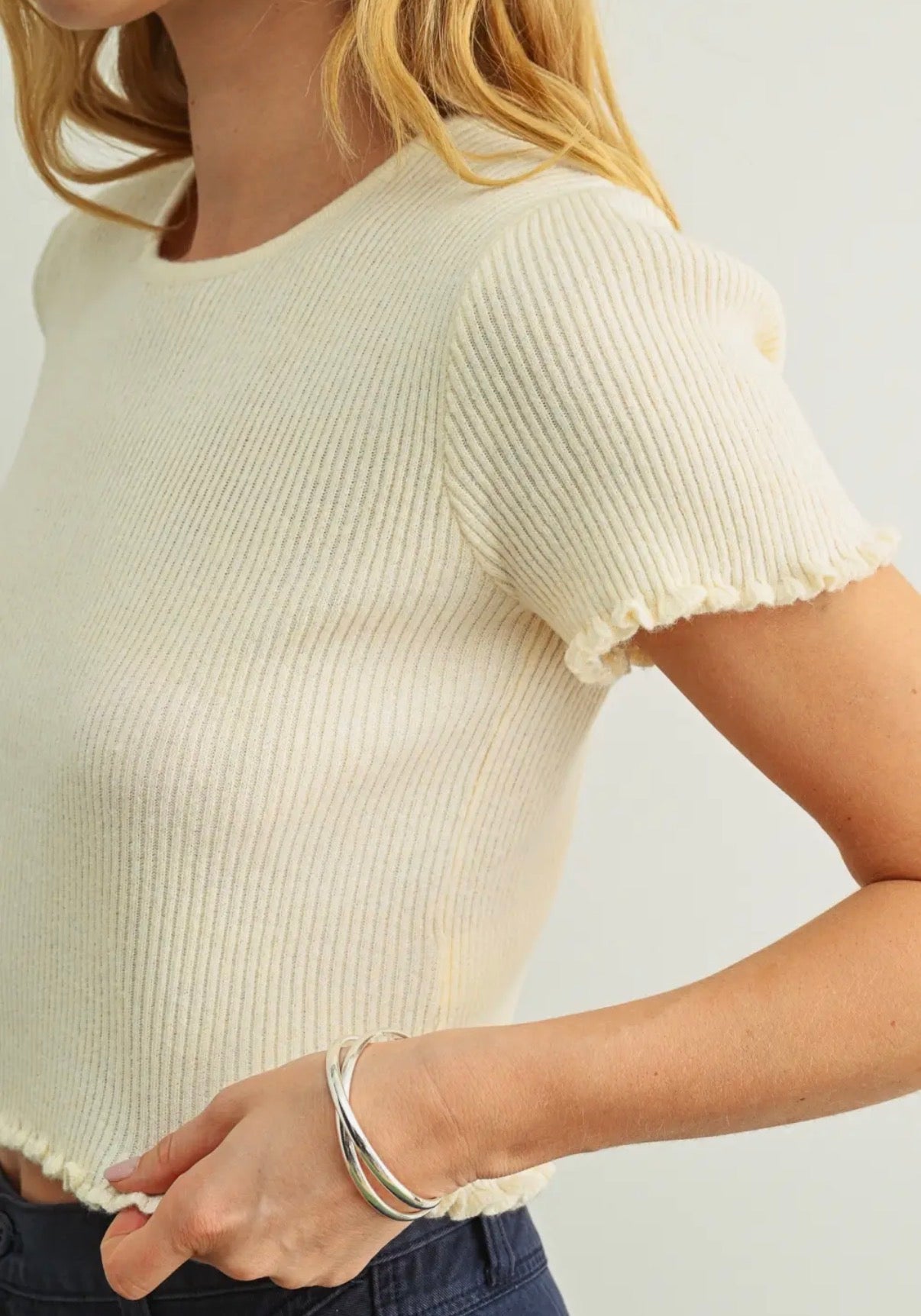sweet cream ribbed tee