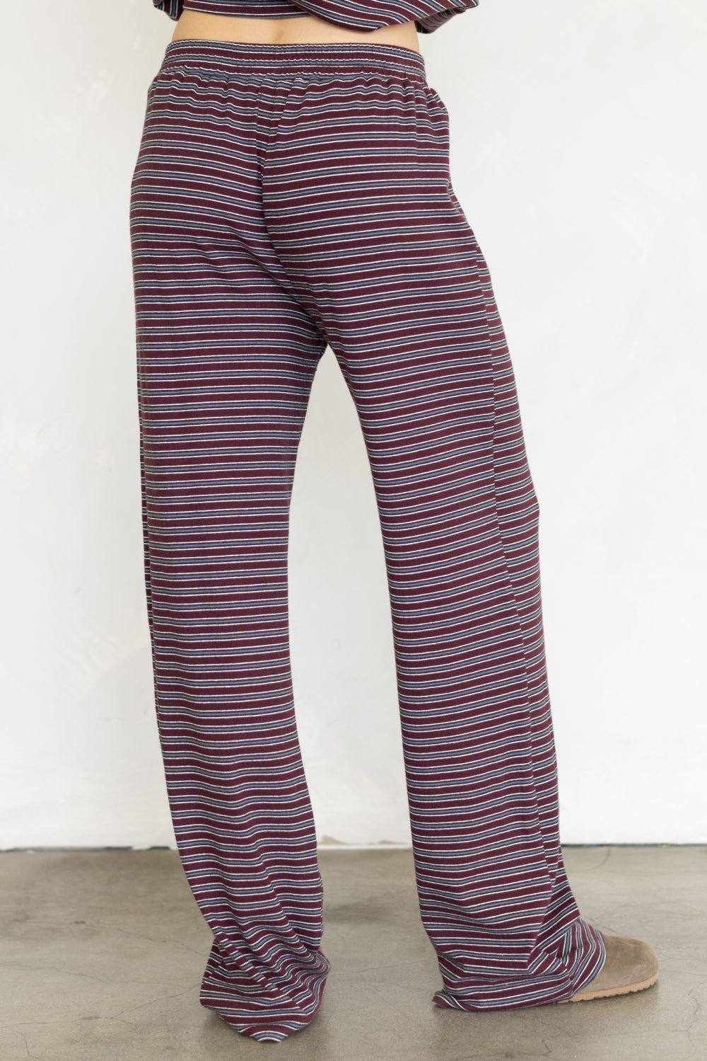 burgundy cloud striped pants
