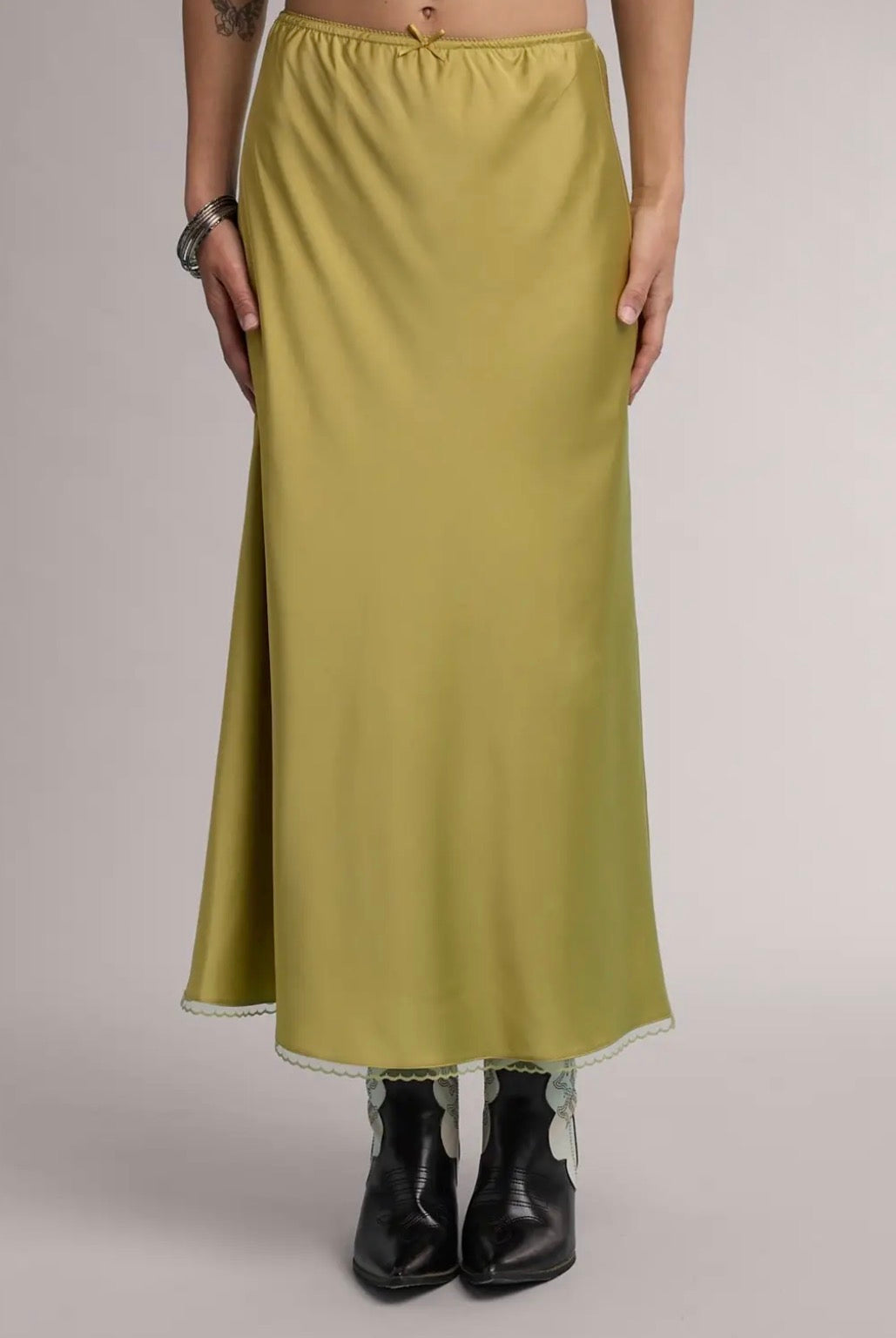 chartreuse maxi skirt