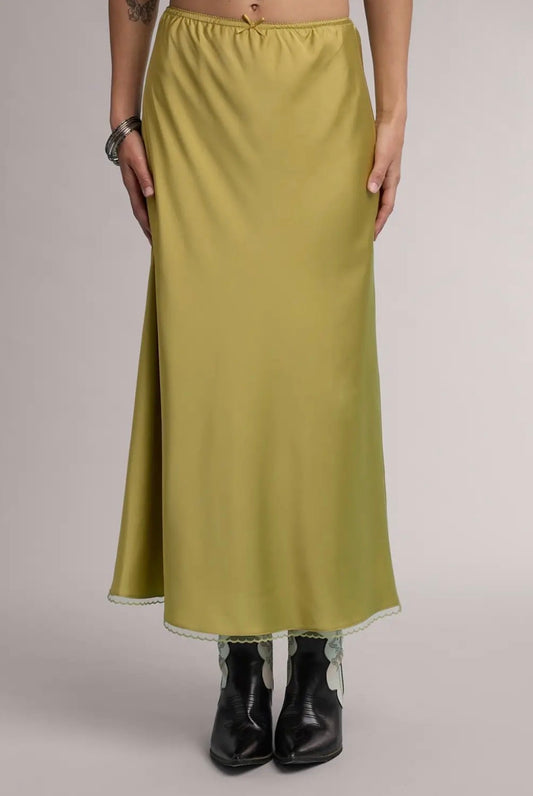 chartreuse maxi skirt