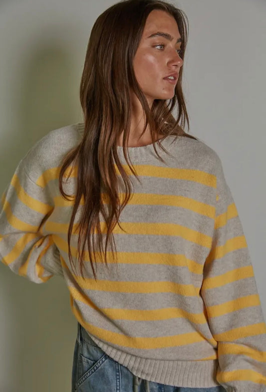 yellow oversized striped sweater