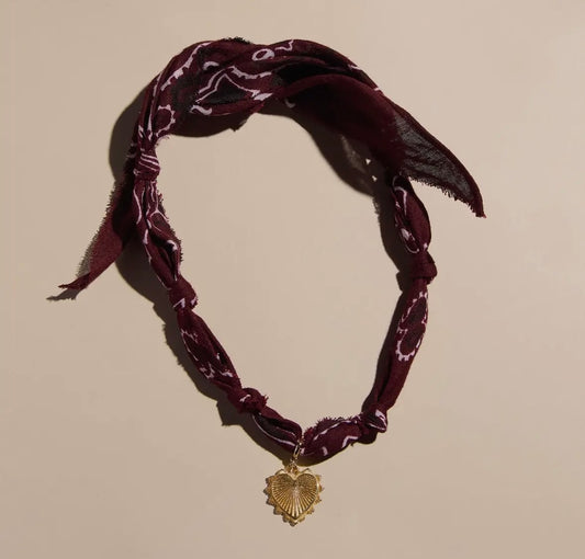 burgundy sunburst bandanna necklace