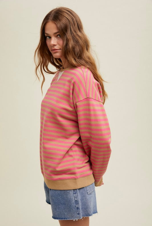 pink punch stripe pullover