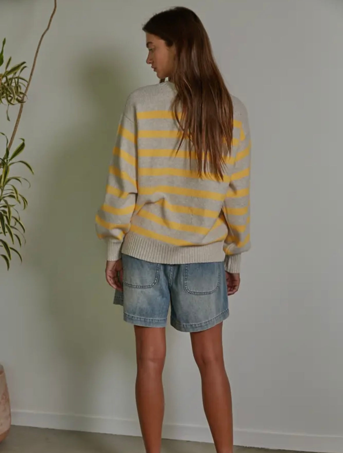 yellow oversized striped sweater