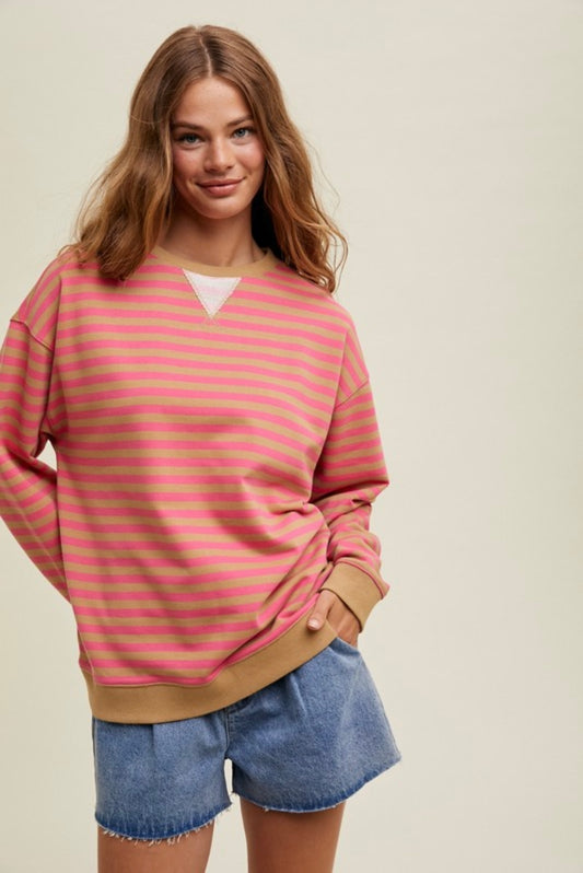 pink punch stripe pullover